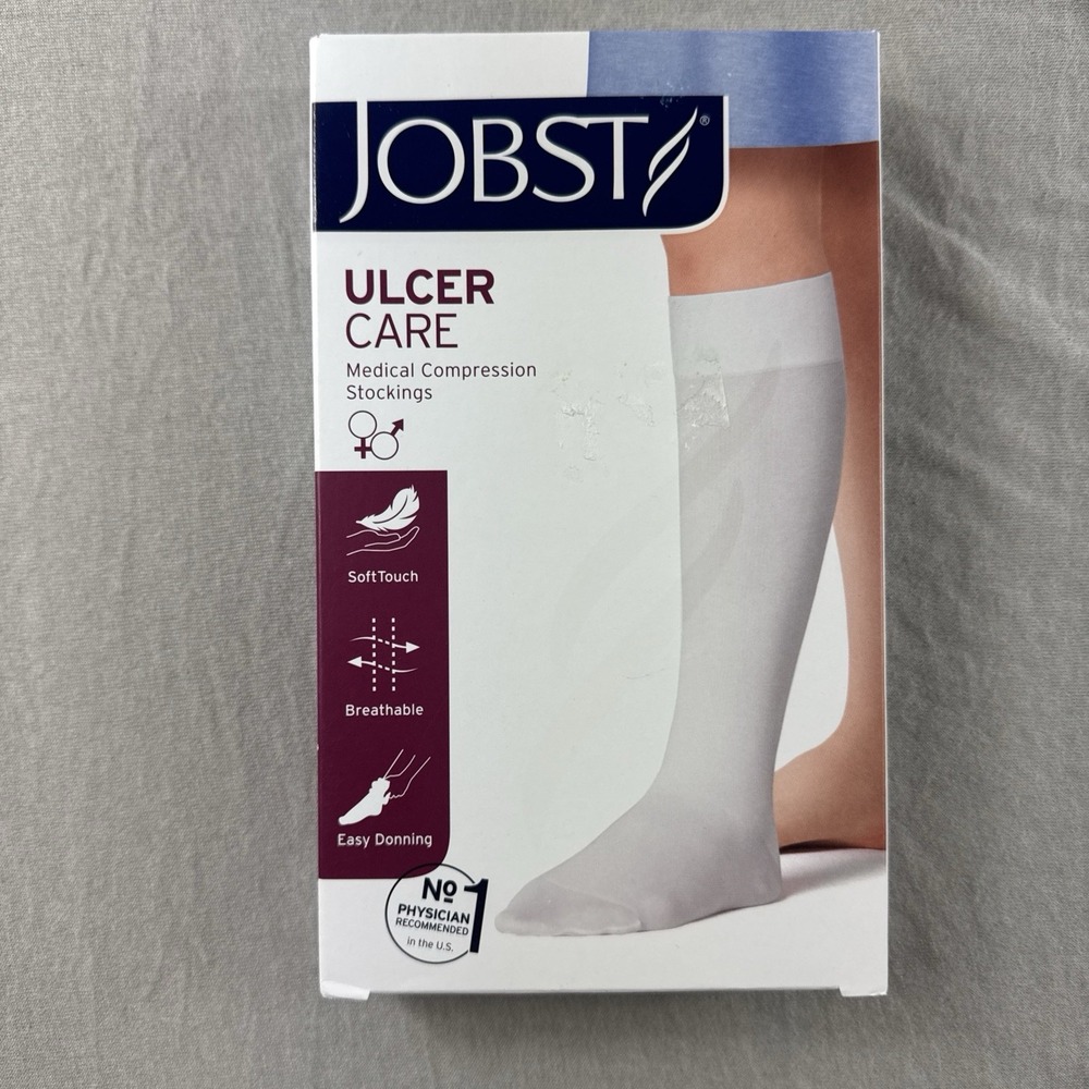 Jobst Ulcer Care Knee CT 3 PCS Set Compression Stockings Size L White Socks NEW